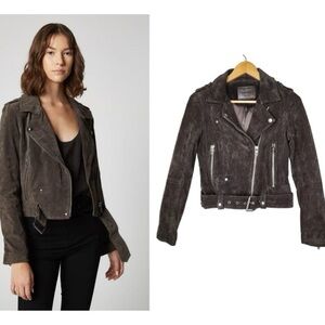 BLANKNYC Suede Moto Jacket in French Grey